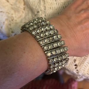 Vintage rhinestone watchband bracelet. 1950s. 2 1/2 inches across